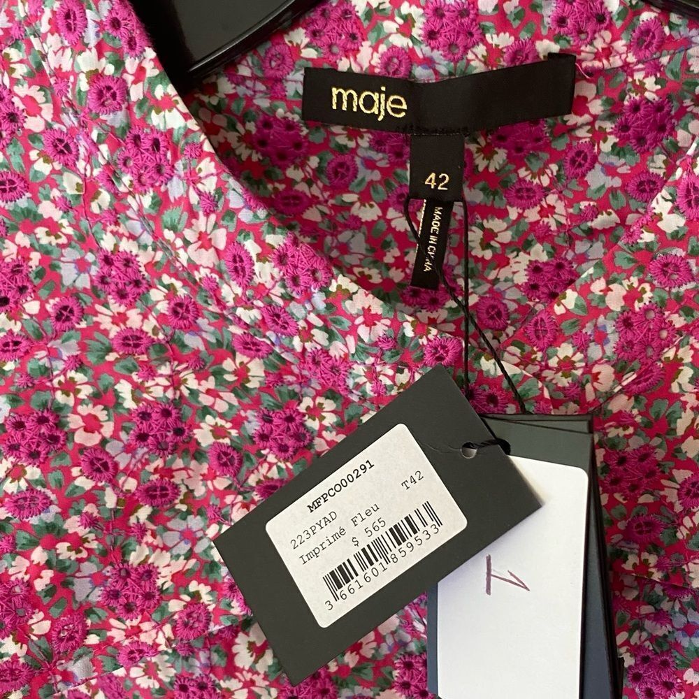 Maje Pink Floral Jumpsuit eyelet cotton one piece $565 NWT 42 XL - Picture 13 of 13